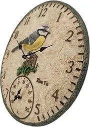 Outdoor Clock Thermometer | Outdoor Clocks Waterproof 12 Inch Wall Clock | Indoor Outdoor Thermometer Clock, Waterproof Wall-Mounted Thermometer Clock for Patio Garden Yard, 12 Inch Seta-au