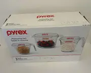 Pyrex 3 Piece Glass Measuring Cup Set, Includes 1-Cup, 2-Cup, and 4-Cup