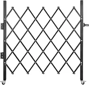 VEVOR Single Folding Security Gate, 51.57" H x 66" W Folding Door Gate, Steel Accordion Security Gate, Flexible Expanding Security Gate, 360° Rolling Barricade Gate, Scissor Gate or Door with Padlock