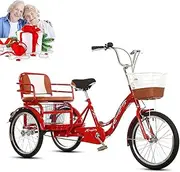 MegLob Adult Tricycles for Seniors, 20IN Adult Tricycle with Large Basket & Backseat, Tandem 3 Wheel Cruiser Bike, 1 Speed Trike Bike, Three-Wheeled Bicycle for Shopping/Picnic/Outdoor Sports