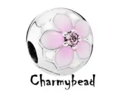 New Genuine Pandora Silver & CZ& Enamel Magnolia Bloom Clip 792078PC