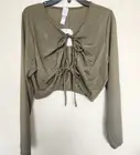 Savage X Fenty Olive Green Sparkle Crop Sleep Top Size 2X BNWT