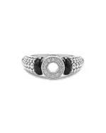 Lagos Sterling Silver Black Caviar Ceramic & Diamond Circle Bead Ring