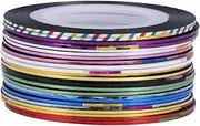 FOMIYES DIY Nail Art Stripping Tapes 30 Rolls of Shining Holographic Lines for Nail Decor 0.8mm x 20m