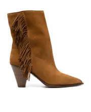Aquazzura Marfa Fringe Detailed Pointed-Toe Boots 37,40,36.5,41 Brown