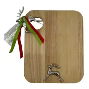 Mudpie Silver Deer Charcuterie Cheese Bread Cutting Board & Spreader 7.25" x 9"