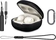 LOPIE Carbon Fiber Texture Case for Samsung Galaxy Buds FE (2023) Buds 2 Pro (2022) Buds 2 (2022) Buds Pro (2021) Buds Live (2020), Vegan Leather Case Cover with Earbuds Cleaner Kit & Keychain & Strap