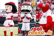 3 SpotSound Amazons mascot: 2 baseballs and a red monster