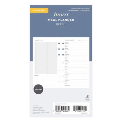 Filofax Convenient and Functional Personal Quality Meal Planner Refill 56 Pieces