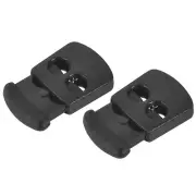 Plastic Cord Locks (0.2")6pcs, Double Hole Spring End Toggle Stoppers Black