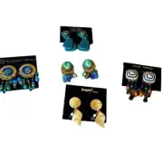 Lot of 5 Vintage 80's and 90's Dangle Earrings New on Card Pierced and Clip