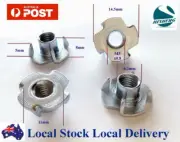 Qty 15 M5 5mm Zinc Plated Steel 4 Prong T Nut Tee Blind Timber Wood Insert Nuts