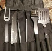 Basecamp Surgical Tool Grill Master Set BBQ Tools Knife Fork Wire Brush Tongs