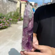 575g Natural Fluorite Obelisk Quartz Crystal Wand Tower Point Healing