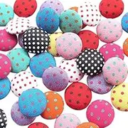 Chenkou Craft 100pcs Polka Dot Flatback Fabric Covered Button Scrapbooking Craft (Multi-color)