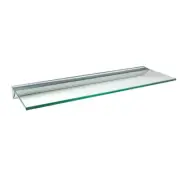 Floating Shelf Clear Glass Silver Bracket Shelf Kit 8 in. x 24 in. x 3/8 in. NEW