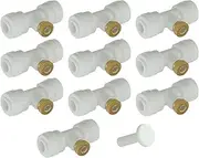 10PCS Misting Nozzles with Tees and Plug 1/4 Inch Misting Nozzles Kit Brass Mister Nozzles for Garden Patio Cooling System White One Size