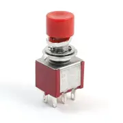 Panel Mount AC 250V 2A 6 Pin DPDT 2NO 2NC Momentary Red Push Button Switch