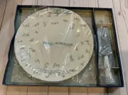Royal Worcester FORGET-ME-NOT Cake or Cheese Plate Platter & Cake Server ~NEW~