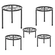 5Pcs Metal Plant Stands Sturdy Construction High Stability Rustproof Strong Load-bearing Indoor Floor Plant Holder Flower black