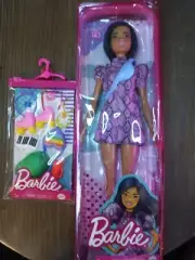 Barbie Fashionistas Doll #143 Pink Snake Print Dress and Over The Shoulder Bag