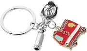 [Healeved] Firefighter Keychain with Helmet Extinguisher and Truck Charms Durable Keychain Pendant for Bags Luggage and Schoolbags Novelty Decor