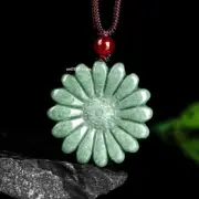 Natural Grade A Jade Jadeite Pendant Women's Bean Green Sunflower Pendant Gift