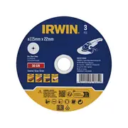 IRWIN 115 x 22mm 36 Grit Fibre Disc - 3 Pack