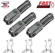 3× Rechargeable LED Flashlight Tactical Police Super Bright Torch Zoomable USA