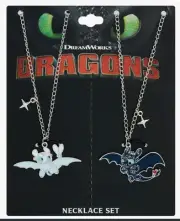 DW How To Train Your Dragon Toothless & Light Fury BFF Necklace Set New