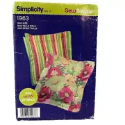 Simplicity Sew Simple 1963 Easy Pillow Sewing Pattern Kit For 14" Square Pillow