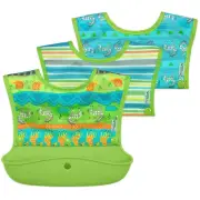 Green Sprouts | Bib Snap & Go Silicone Food-Catcher Bib 6-18 months - Green Safari