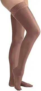 JOBST UltraSheer Compression Stockings, 15-20 mmHg, Thigh High, Silicone Lace Band, Closed Toe, Espresso, Medium