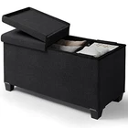 Storage Ottoman Bench with Storage Bins, 30-in Storage 15"D x 30"W x 15"H Black