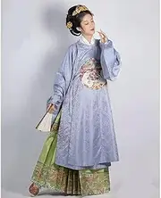 [JIMINISO] 3 Colors Ming Dynasty Round Collar Robe Refined Rabbit Pattern Satin Modern Coat Chinese Traditional Clothing