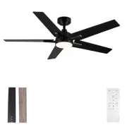 52 Inch Ceiling Fan, Smart Ceiling Fan with Remote/APP, Black Ceiling Fan wit...
