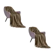 SOGA 2X Coffee Acrylic Knitted Throw Blankets