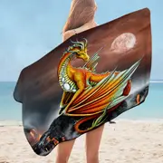 Fantasy Art Everly the Volcano Island Dragon Microfiber Beach Towel