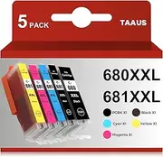 TAAUS Compatible Canon 680 XXL 681 XXL PGI-680XXL CLI-681XXL Ink Cartridge Canon PIXMA TR7560 TR8560 TR8660 TR8660a TS6160 TS6260 TS8160 TS8260 TS9160 TS9560 TS706（2 Black 1 Cyan 1 Magenta 1 Yellow