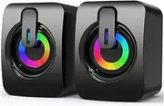 PC Speaker, USB Computer Speaker 2.0 Stereo Gaming Speaker with Cool LED Lights for PC Computer Desktop Notebook Smartphone