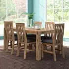 Nowra Dining Table With 6X Linen Upholstered Chair in Chocolate/Oak Colour