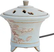Timing Temperature Electronic Incense Burner, Electric Incense Burner, Plug-in Home Aromatherapy Stove, Ceramic Essential Oil Stove,Home/Office/Bar Scentsy Warmer, WQQWQQ-8521 (Color : Green Pine)