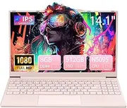 Auusda Celeron N5095 Laptop 14 Inch (Up to 2.9 GHz) 8GB DDR4 256GB SSD, Cheap Laptop, HDMI, USBx2, Micro SD, Memory Expandable up to 2TB, Notebook for Students & Office Pink