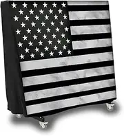 Ping Pong Table Cover, Waterproof & Dustproof Outdoor/Indoor Polyester Taffeta Cloth Ping Pong Table Cover，Scratch-Resistant Foldable (Black White flag)