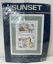 Dimensions Sunset Birth Record For Baby 13650 Counted Cross Stitch Kit (1998)
