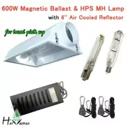 Mel Metro Hydroponic 6" Cool Vent Hood 600W HPS & MH Grow Lamp Magnetic Ballast