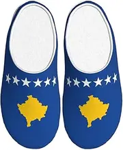 [EdWal] Flag of Kosovo print Winter Warm Slippers Indoor Anti-skid Plush Slippers Relaxing at Home for Women Men