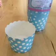 Cupcake Case Baking Cup Blue W White Polka Dot For Party Cupcakes Muffins Pk24
