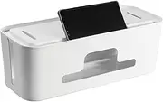 Click Cable Tidy Box with 4 Outlet Powerboard, USB-C, USB-A, Surge Protection for Desk Home Office Cable Organisation and Storage with 5V/3A USB-C Support