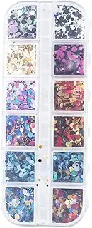 Healeved Nail Decoration Flower Nail Art Stickers Sequin Nail Decals Glitter Nail Products Nails Charms for Gems Self Adhesive Nail Flakes Glitter Nail Art Accessory